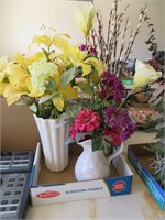 Three Vases adn Floral Arrangements