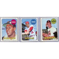 (3) 1969 Topps Baseball Stars/hof