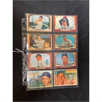 (8) 1955-56 Baseball Cards With Kaline Low Grade