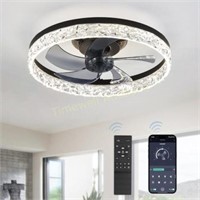 LEDIARY 20 Ceiling Fans with Lights - Black