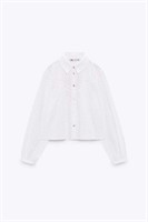 ZARA EMBROIDERED CROPPED SHIRT. XS