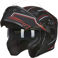 ILM Dual Visor Helmet  Small   Black Red