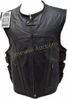 Men's SWAT Leather Vest Black (2XL Regular)