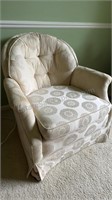 Ivory Cream Colored Upholstered Chair with ASIAN