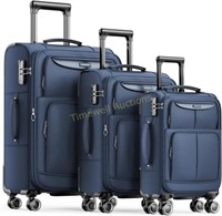 SHOWKOO 3pc Luggage 20/24/28in TSA Lock  Blue