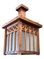 Pair of Mission Style Wood Lanterns