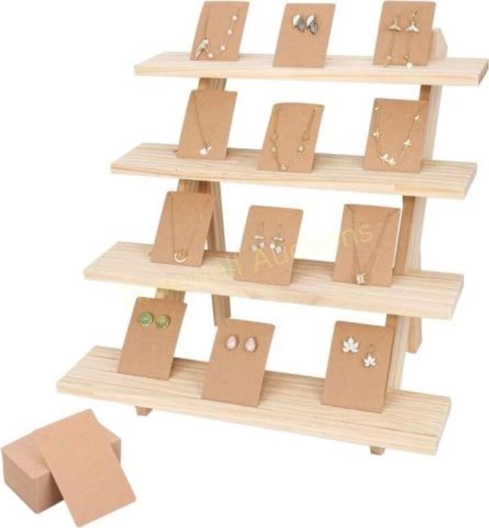 4 Tier Wooden Earring Stand  100 Display Cards