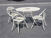 Vintage metal patio folding table & 3 chairs