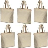 6 Canvas Totes  Washable  15.5'x13'x3'