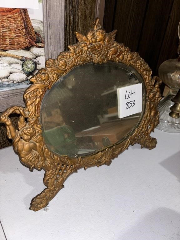 Antique Oval Tabletop Mirror