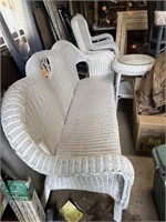 Wicker Set Rockers Bench and Table
