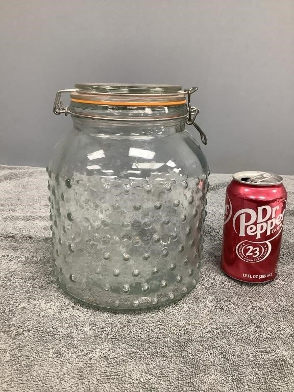 Clear Hobnail Store Jar