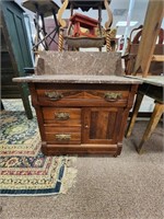 Victorian Wash Stand W/ Rouge Marble Top