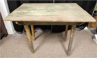 Antique Farm Table w/ Chippy Green Paint