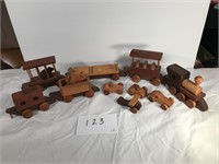 Wood Toy Train and Cars Lot
