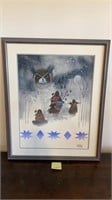 Native American Painting w/ Owl by A. Benally Art