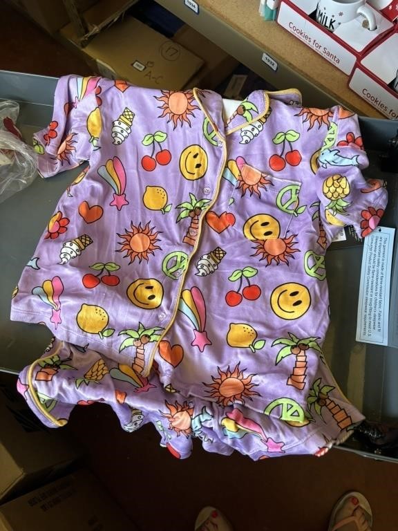 girls pj set shorts and top size large
