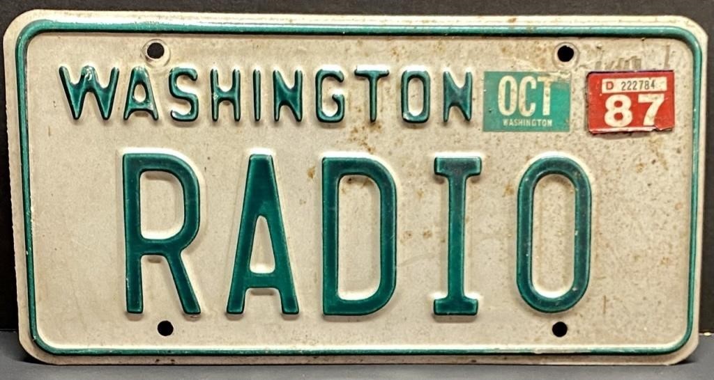 Vintage WA "Radio" License Plate