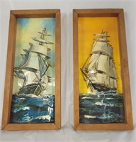 Two pieces of 3D paper maritime art