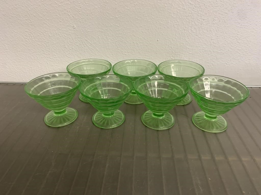 7 Green Glass Lot