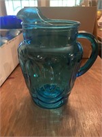Anchor Hocking Colonial Tulip Blue Pitcher with