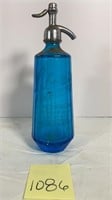 Vtg Liberty Beverages Blue Glass Seltzer Bottle