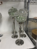 5 Silver Crystal Candle/Floral Holders