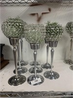 8 Silver Crystal Candle/Floral Holders