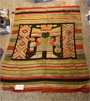 Vintage Mexican Folk Art Flat Weave Rug