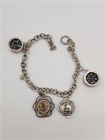 Sterling Charm Bracelet w/ Compass Charms