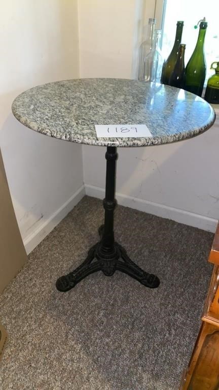 Antique Marble Topped Cast Iron Bistro Table