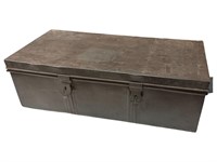 Gray Metal Trunk with Blue Interior