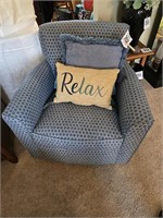 Nice chair w/ throw pillows, rocks & swivels