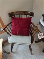 Wooden chair w/ cushion & pillow
