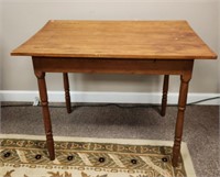 Antique Work Table or Desk w/ Turned Legs
