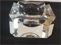Unusual Clear Crystal Ashtray Thick Glass Slab