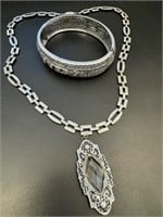 Art deco necklace and bangle