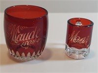 1894 Ruby Flashed Carnival Shot Glasses Maude And