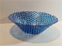 Blue Buttons Turkish Art Glass Decorative Bowl.