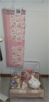 Handmade baby quilt w/ dolls and more