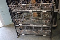 METAL SHELVES WITH WIRE BASKETS