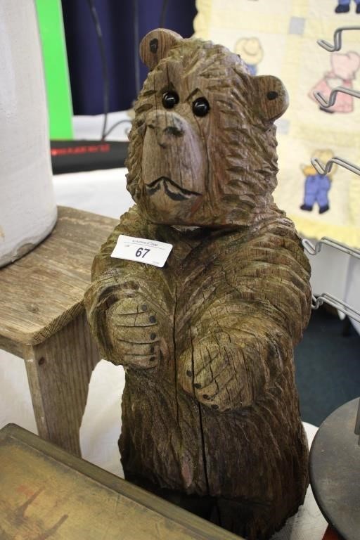 HAND CARVED WOODEN BEAR