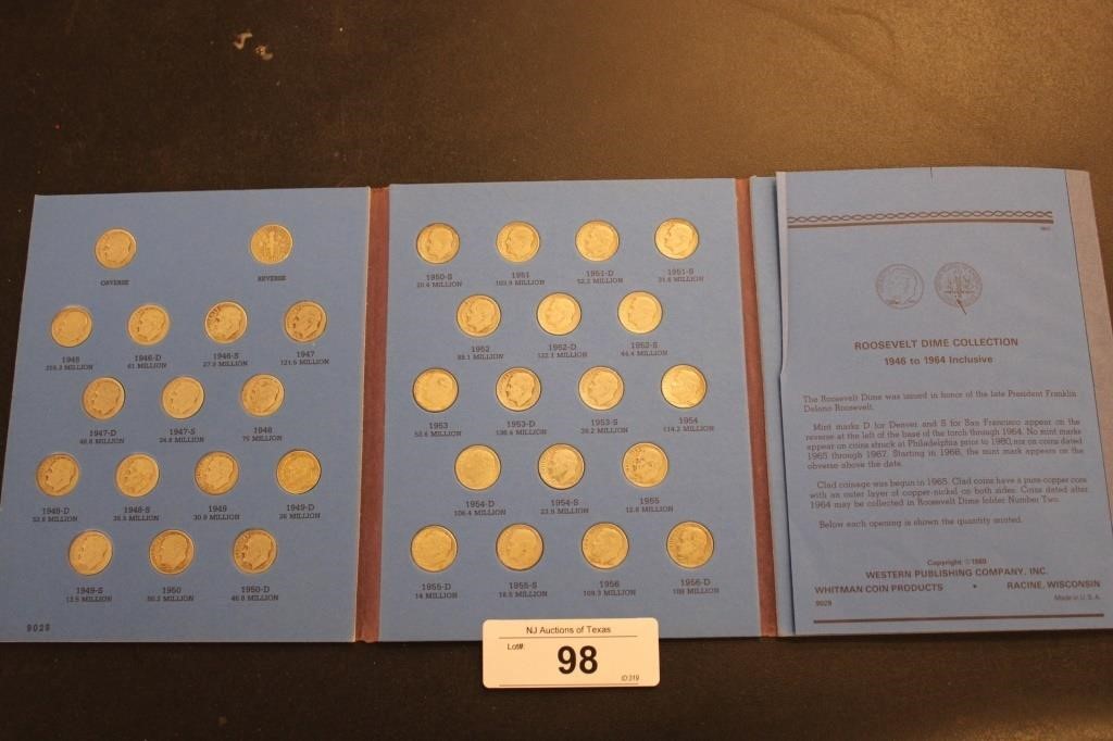 ROOSEVELT DIME COLLECTION 1946-1964 FULL BOOK