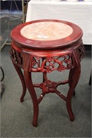 VINTAGE MARBLE TOP CARVED ACCENT TABLE