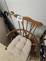 Chair, magazine rack & umbrellas