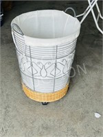 Wire Framed laundry basket on wheels