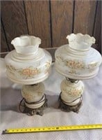Vintage Lamps With Hand Painted Glass