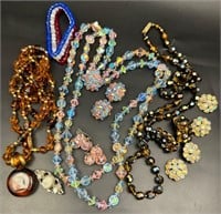 Vintage AB crystal jewelry lot