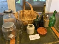 Bottle Collection & Vintage Basket