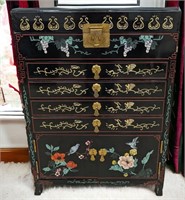 Black Lacquer Chinoiserie Chinese Cabinet,